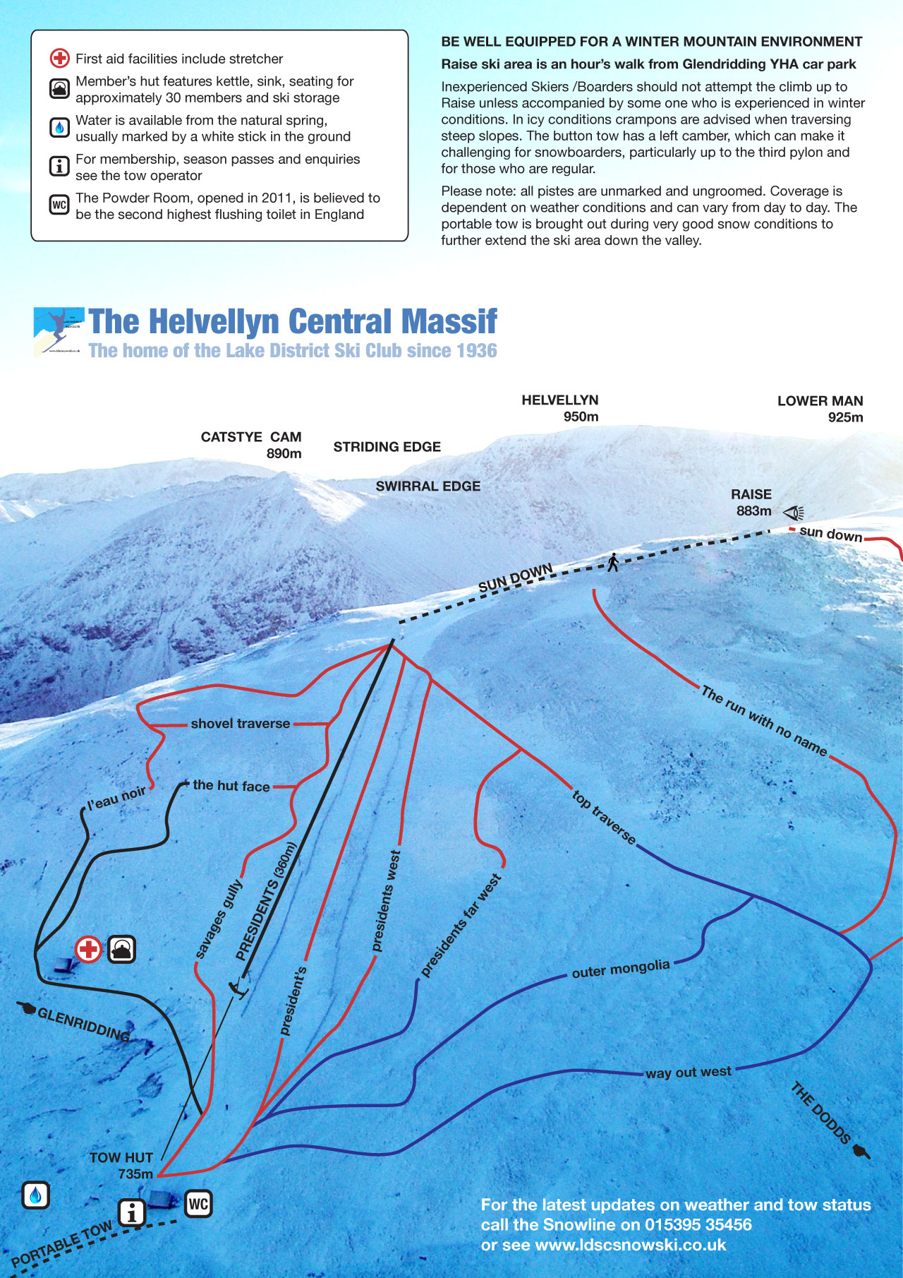 Map of ski area The Lake District Ski Club